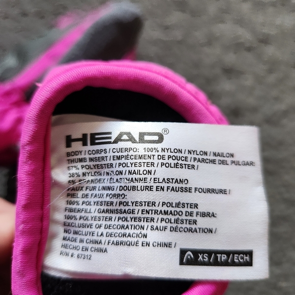 HEAD Girls Mittens Pink Extra Small Ski Snowboard Fleece Lined Winter - Picture 5 of 9